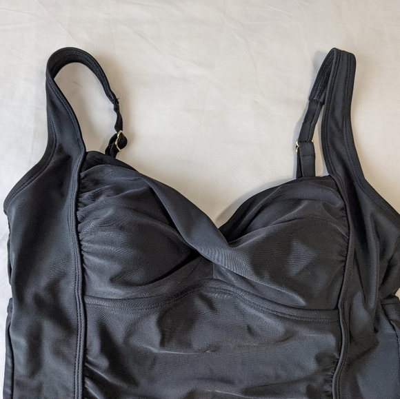 Merona Black One Piece Bathing Suit Medium - Picture 2 of 8